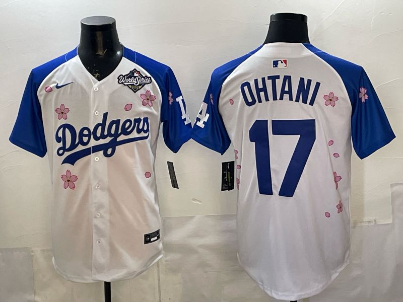 Men Nike 2026 Los Angeles Dodgers #17 Ohtani White Blue Sakura Edition Game MLB Jersey 120810->los angeles dodgers->MLB Jersey